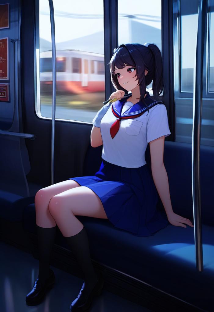 電車の中のセーラー服